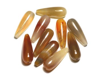 Wire 39cm env - stone beads - carnelian drops 30x10mm 14pc