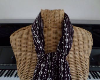 scarf made with a purple and cream viscose fabric