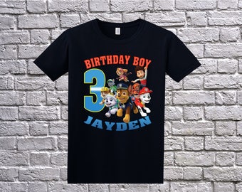 Paw Patrol Birthday Shirt, Custom Paw Patrol T-Shirt, Personalized Paw Patrol Apparel, Paw Patrol Name Age, Paw Patrol Birthday Theme Party