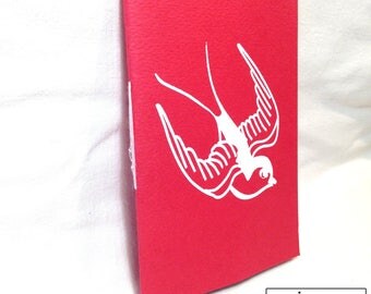 Handmade screen printed swallow book