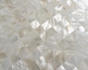 Hand Made Mother of Pearl Tile White Herringbone. Use for