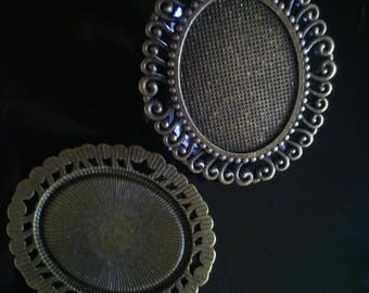 Support cabochon oval brass 55 x 47 mm