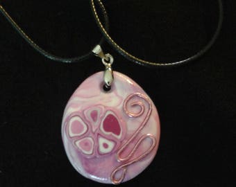 Marbled - pink Oval Pendant and necklace and so forth and so