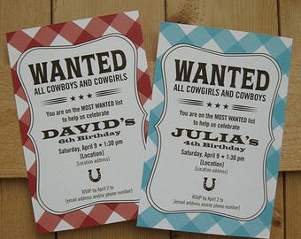 Cowboy/Cowgirl Birthday Invitation (Customizable)