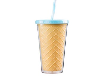 Ice Cream Cone Flat Lid Tumbler - Blue