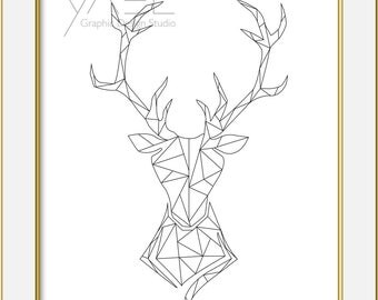 Geometric deer | Etsy