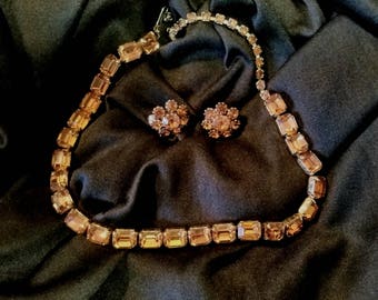 Vintage Marked Weiss Choker and Unmarked Earrings Set