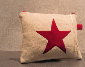 star pattern linen pouch