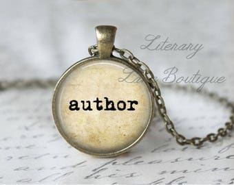 Author, Typewriter Font Quote Necklace or Keyring, Keychain.