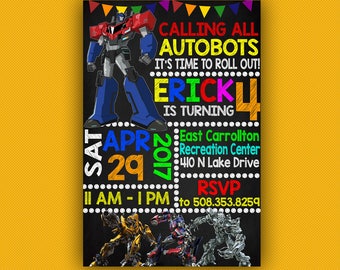Transformers Birthday Invitation, Transformers Invitations, Transformers Birthday, Transformers Party, Bumble Bee Birthday Invitations,Robot