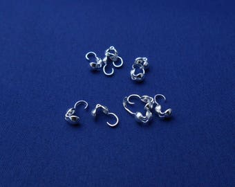 Set of 10 nodes with metal hook silver 8 x 4 mm