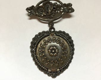 Heart Locket Vintage Brooch