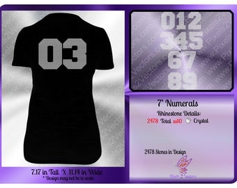 Football Jersey Numbers - 7 inch Numbers - Rhinestone Design Digital Download - School Sports - Football Mom - Football Bling - SVG - PLT