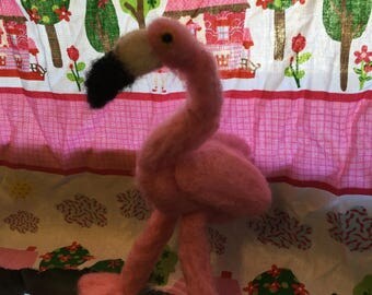 Handmade Felted Flamingo