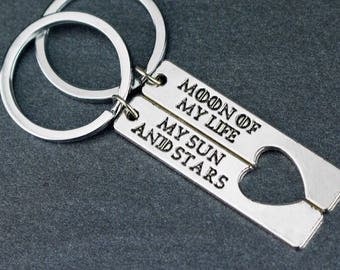 Game of thrones keychain, moon of my life, my sun and stars key chain, personalized. ONLY 4 AVAILABLE!
