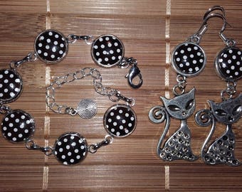 Parure à pois et motif chat!