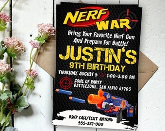 NERF Invitation, NERF Party Invitation, NERF Invite, Nerf Birthday, Nerf Birthday Invite, Nerf Party, Nerf Birthday Invite, Nerf printable