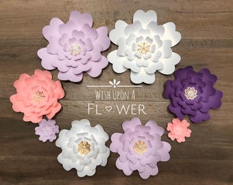 Royal Paper Flower Set in Light grey Dusty Rose and Grey