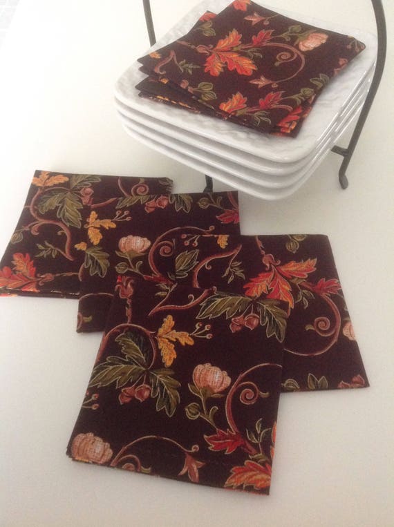 Thanksgiving Cocktail Napkins Appetizer Napkins Dark Brown