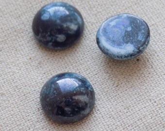 10 Vintage Mottled Dark Blue and White Glass Cabochons Cabs 10mm