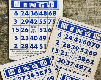 1940s Vintage Bingo Cards - Lightening Bolt Cards
