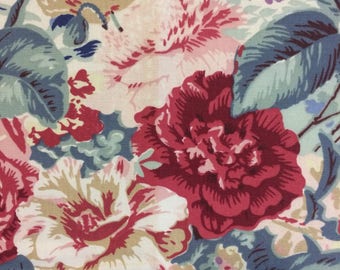 VINTAGE 80s Upholstery FABRIC Laura Ashley 80s shabby pillow cushion cutter upholstery cabbage rose shabby fabric