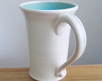 Tall Mug, Beer Stein, Large Coffee Mug in Turquoise Blue 16 oz. Handmade Stoneware Ceramic Mug, Wheel Thrown Pottery