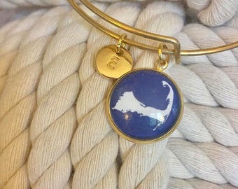 STATE BRACELET, Cape Cod Bracelet, Adjustable Bracelet, Bracelet Stack, Custom Location, Moving Gift, Going Away Gift, Silhouette, Stack