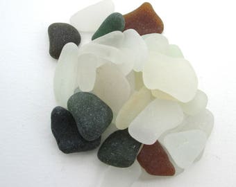 Cornish sea glass, English beach glass, Surf tumbled glass, eco craft supply, jewelry making supplies, 30 frosted pieces, UK collector
