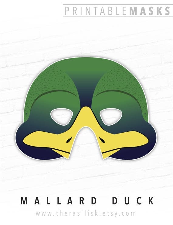 Printable Mask Halloween Mask Green Duck Mallard Duck