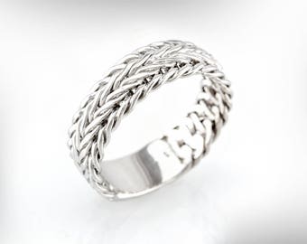 Men's Wedding Band, Men's wedding ring, Braided Gold Wedding Ring, Wide Wedding Band for Him, Anniversary Ring for Men, Free Shipping