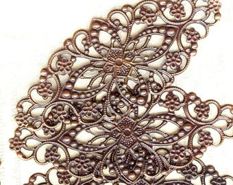 5 x prints 80x35mm MAT1605 copper filigree flowers