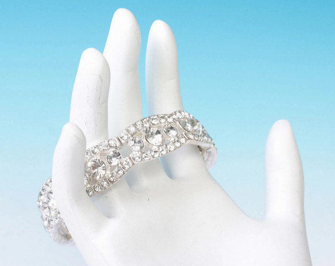 Rhinestone Stretch Bracelet Pageant Prom Wedding Vintage