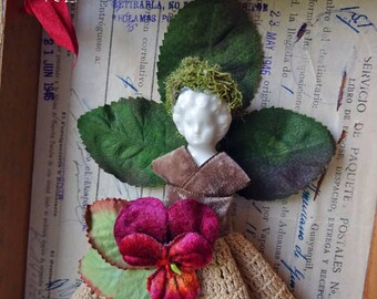 TO BE - French - garden fairy shadowbox - assemblage - NO385