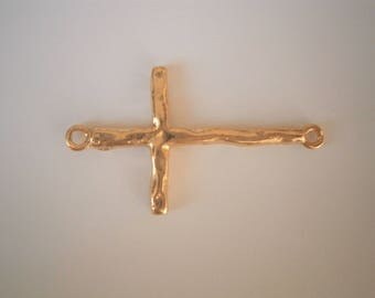 Gold Cross Charm, Sideways Cross Charm