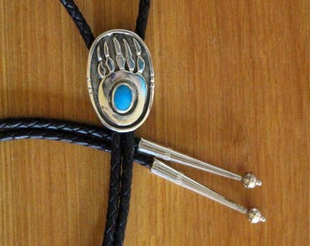 Navajo Silver Bolo Tie Bear Print