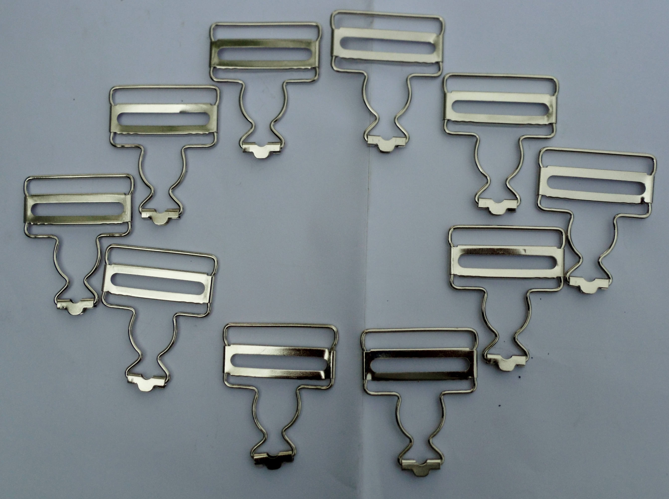 10 Metal Overall Hardware nickel or copper plated Notched