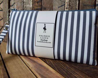 Grey Striped Wristlet, Bridesmaids Clutch, Smart Phone Bag, Smart Phone Wristlets, Custom Made Wristlets, Bridesmaids Gifts, Phone Bags