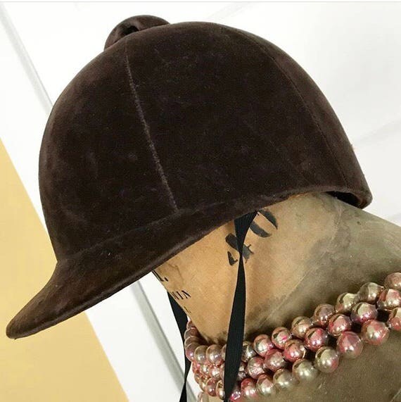 Vintage English Equestrian Horse Riding Cap Hat Helmet