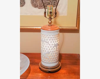 Mid-Century Blanc de Chine Porcelain Lamp Hollywood Regency Asian Japanese