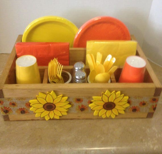 Tableware caddy party supplies sunflower decor sunflower