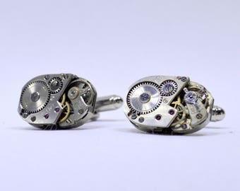 Stunning rectangular watch movement cufflinks ideal gift for a wedding, birthday or anniversary 125