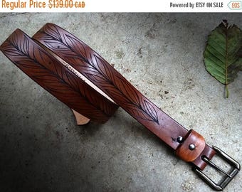 SALE Leather Belt, Floral Belt, Gardeners Belt, Nature Lover