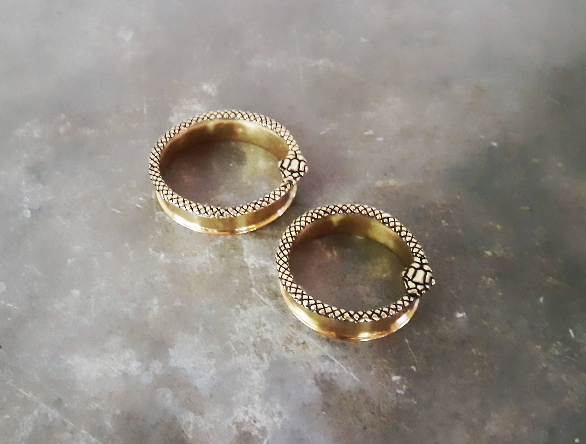 Snake Tunnels Flesh Tunnels 22K Gold Plated Tunnels
