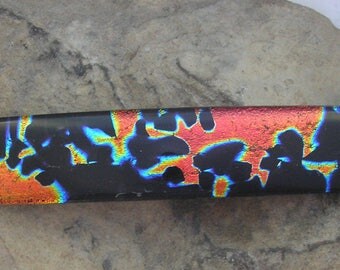 Black and Red Dichroic Fused Glass Barrette Red French Barrette