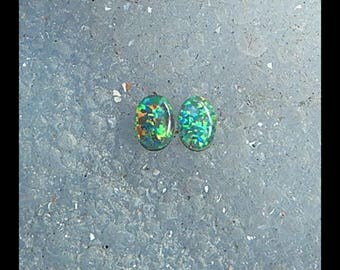 New,Opal,Quartz,Black Stone Intarsia Cabochon Pair,7x5x3mm,0.2g(Cpa063)