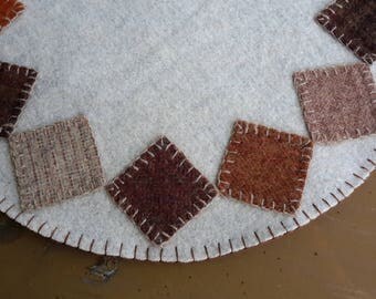 Wool penny rug,wool candle mat