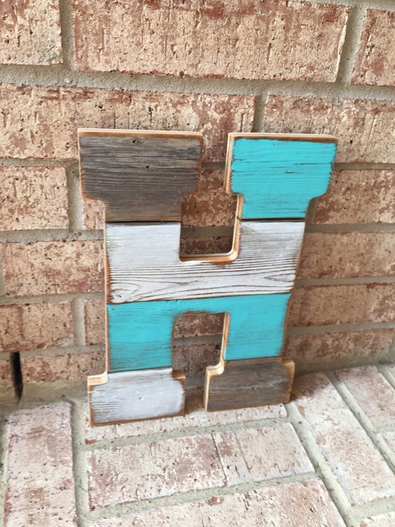 Wood Letters Reclaimed Fence Turquoise
