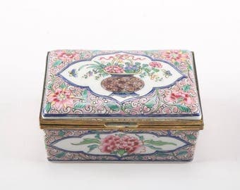 French Hand Painted Porcelain Trinket Box