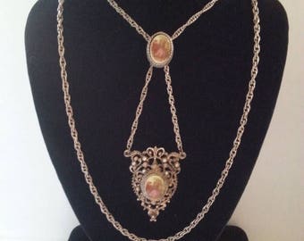 Now On Sale Vintage Victorian Lovers Necklace Pendant ** 1960's Retro Collectible Costume Jewelry ** Mid Century 1950's Jewelry